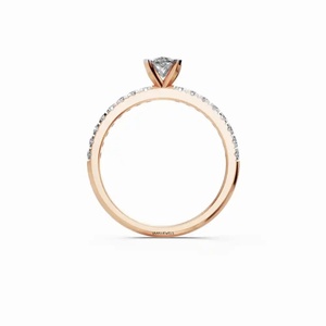 Anillo Solitario Elegante y Clásico con Diamante de Corte Marquesa Cultivado en Laboratorio, Certificado por IGI, Banda Pavé, Oro de 10K, 14K, 18K, Plata 925, 935 - Product Image 4