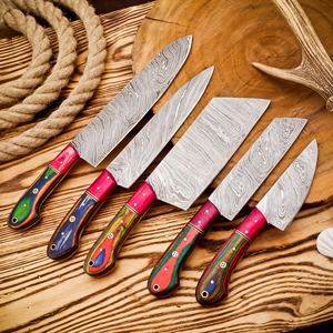 Hand Forged 67-Layer Damascus Steel <b>Sharp</b> Chef <b>Knife</b> <b>Set</b> Wood Handles | 5-Piece Ambidextrous Luxury Kitchen <b>Knife</b> Gift 58-60 HRC - Product Image 5