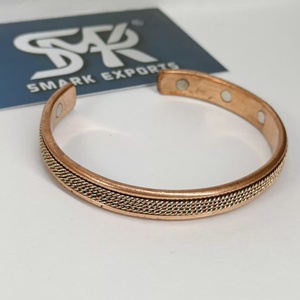 Elegant Metal Craft Magnetic Copper Cuff <b>Bangle</b> Fine Braided Mesh Chain Design Adjustable Open Bracelet Handmade Lightweight - Product Image 5