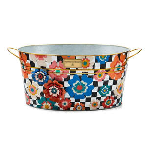 Antiqued Wine Chiller <b>Bucket</b> Handcrafts Metal <b>Champagne</b> Cooler Vintage Farmhouse Country Style Beverage Tub <b>Ice</b> <b>Bucket</b> For Sale - Product Image 4