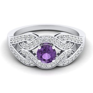Bagues de fiançailles REYES en or massif 14 carats avec améthyste et moissanite pour femmes, nouveau design, bijoux fins, best-seller - Product Image 5