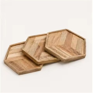 Ensemble de sous-verres hexagonaux en bois, sous-verres en bois naturel, design moderne, réutilisables, protection de table pour la maison, le bar, le restaurant - Product Image 1
