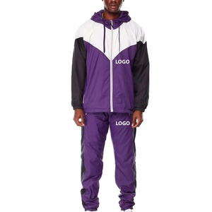 Ensemble de survêtement deux pièces personnalisé pour homme, coupe-vent et veste de jogging en nylon et polyester à séchage rapide, idéal pour l'automne - Product Image 1
