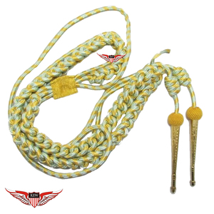 Cordones de hombro trenzados plateados tipo aiguillette, aiguillette retorcida con punta metálica plateada - Product Image 5