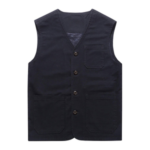 Chaleco de moda retro moderno para hombre, diseño de cuello en V profundo, chaleco de lona sin mangas con logotipo personalizado para un estilo moderno y elegante. - Product Image 1