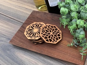 Wooden Laser Cut Hexagon Floral Geometric Coaster Decorative Drink Mat Heat Resistant <b>Table</b> <b>Protector</b> Home Kitchen Decor - Product Image 3