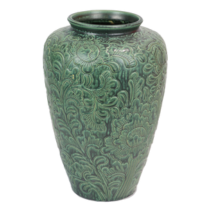 Wholesale <b>Ceramic</b> <b>Vases</b> Oleaster Shape Floor <b>Vase</b> <b>Ceramic</b> <b>Vases</b> Imitative-antique with Brown Chrysanthemum Patterns Blue Glaze - Product Image 1