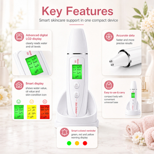 Testeur de peau numérique portable, moniteur d'humidité, plage de mesure 0-99,9 % pour l'analyse de l'huile et de l'élasticité avec fonction mémoire et rétroéclairage LCD - Product Image 2