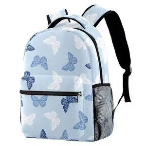Lightweight Butterfly Print Casual <b>Backpack</b> Softback Zipper Closure Unisex <b>Daily</b> Use 20-37L Polyester Material - Product Image 3