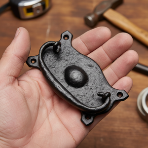 Tirador de Placa Resistente de Hierro Negro Rústico para Cajones de Cocina, Armarios y Tareas de Mejora de Muebles Tradicionales - Product Image 6