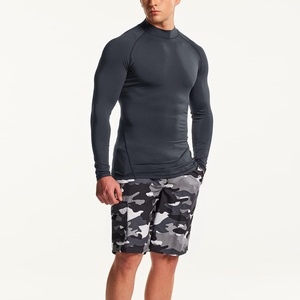 Men's <b>compression</b> <b>shirt</b> Quick dry rash guard Solid gray gym <b>shirt</b> Polyester fitness top Long sleeve <b>compression</b> wear - Product Image 2