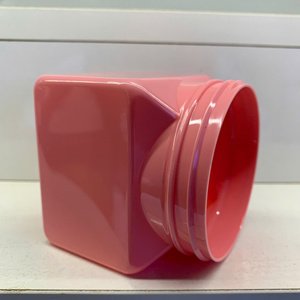 Tarros de plástico cuadrados transparentes con logotipo personalizado directo de fábrica, con tapas rosas y negras, OEM ODM, tarro de plástico para alimentos, molde abierto, Pavico Vietnam - Product Image 1