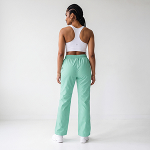 OEM Custom Printed Women Nylon Pants Elastic Waist Flare Leg <b>Windbreaker</b> Pants Hiking <b>Camping</b> Rainproof Trouser Ladies - Product Image 2