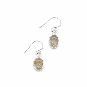 Boucles d'oreilles tendance faites à la main en quartz rutile doré, en argent sterling 925, bijoux délicats en cristal ovale pour femme, idéales pour les soirées - Product Image 2