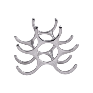 Porte-vin en aluminium poli moderne pour 6 bouteilles, élégant support à vin en métal pour comptoir, pour la présentation dans un bar à domicile, finition argentée - Product Image 1