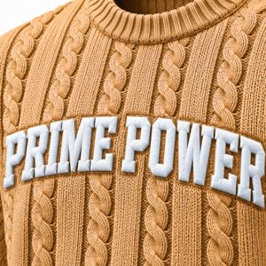 Suéter de Punto Trenzado Premium para Hombre con Letras en Relieve en el Pecho y Cuello Redondo Clásico, Proveedor de Ropa al Por Mayor - Product Image 4