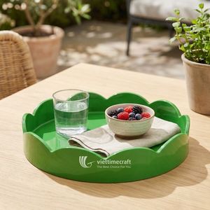 ViettimeCraft Plato de Servir Minimalista Ecológico de Madera Verde, Bandeja para Alimentos sin Contacto con la Comida, para Fiestas, Restaurantes y Catering - Product Image 5