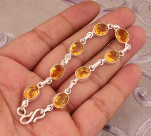 Bracelet en citrine, argent sterling 925, bijoux en pierres précieuses faits à la main, bracelet en cristal jaune naturel, cadeau de mode pour femmes - Product Image 5