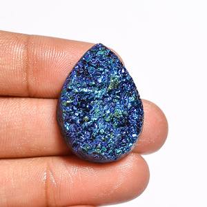 Cabochons en Titane Bleu Druzy de Qualité Supérieure, Pierres Précieuses en Vrac, Formes et Tailles Mixtes, Certifiés par un Certificat Tierce Partie, Sans Traitements, FAIJAN GEMS pour - Product Image 3