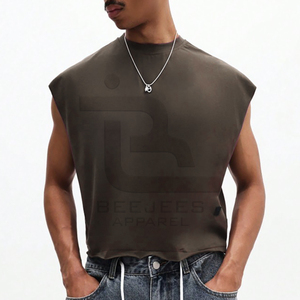 Beejees Apparel T-shirt sans manches pour homme, col rond, rouge uni, coupe régulière, décontracté, en coton tricoté - Product Image 4