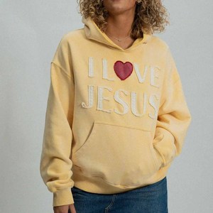 เสื้อฮู้ดดี้ I Love Jesus แบบขายส่งสำหรับทุกเพศ  ชุดนักศึกษา มหาวิทยาลัย  สไตล์กรีก  ปักตัวอักษรเชนีล  ผ้าฝ้ายขนแกะ - Product Image 2