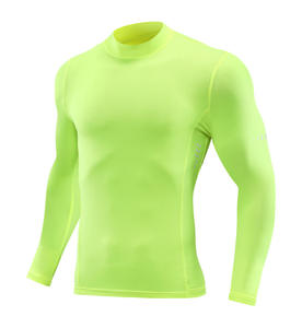 T-shirt de sport athlétique à manches longues pour homme, coupe ajustée, col rond, jersey compressif, spandex/polyester, coupe slim, séchage rapide - Product Image 6