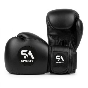 Ergonomic Pre-Curved Design All Black Leather High Density Gel Infused Core Breathable Waterproof Boxing <b>Gloves</b> for Professional - Product Image 1