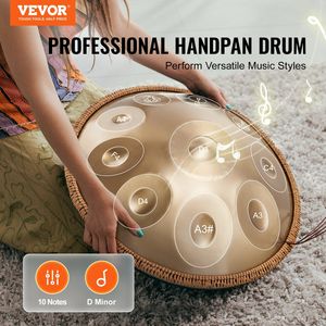 Handpan in Re minore da 22 pollici con 10 note 432Hz, strumento a percussione, supporto, bacchette e borsa per il trasporto inclusi - Product Image 2