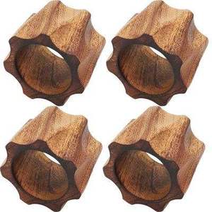 Anillos de servilleta de madera de forma irregular, hechos a mano, decoración minimalista para el hogar, para uso en interiores en la mesa. - Product Image 6