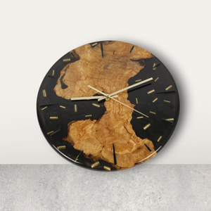 Horloge murale en bois et résine époxy artisanale antique, idéale pour offrir et décorer la maison, objet décoratif de luxe arrondi pour restaurant et hôtel - Product Image 6
