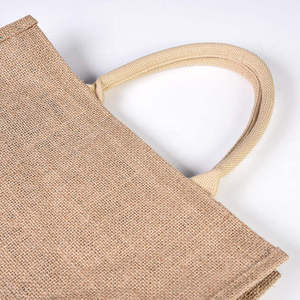 Sac de courses en jute taille moyenne avec poignée supérieure, réutilisable, pour les courses, couleur naturelle - Product Image 5