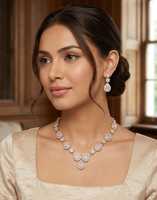 Parure de collier ras-du-cou et boucles d'oreilles de mariage, style ethnique traditionnel, en alliage plaqué argent de haute qualité, motif fleur de corail, Laxmi Tempal