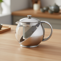 Tasse à thé en verre Excelsa 90 cl argentée avec infuseur en acier inoxydable, design minimaliste, passe au lave-vaisselle, idéale pour le thé de l'après-midi