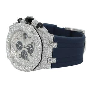 Diamond Tester Pass Custom Hip Hop Moissanite Luxury <b>Mens</b> Automatic <b>Blue</b> Rubber Belt Wrist <b>Watch</b> With VVS Clarity - Product Image 4