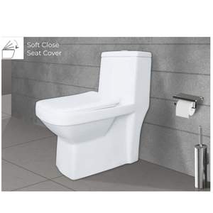 Inodoro de esquina de una pieza, moderno y de lujo, de porcelana blanca, 705x350x750mm, para uso comercial en baños. - Product Image 3