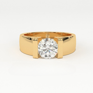 Anillo de Compromiso y Boda Moderno para Hombre Aarinya, Minimalista, Ancho, con Diamante Cultivado en Laboratorio, Oro de 14K, Certificado IGI - Product Image 1