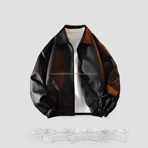 เสื้อแจ็คเก็ตคอปกสไตล์เทรนดี้สำหรับผู้ชายและผู้หญิง หนังแกะ ทรงหลวม กันลม แบบนักบิน มีซิป สำหรับฤดูใบไม้ผลิ - Product Image 3