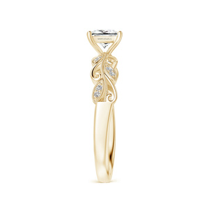 Bague de fiançailles en diamant de laboratoire taille princesse certifiée IGI, style vintage, motif feuille de vigne inspiré de la nature, pour anniversaire de mariage - Product Image 3