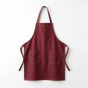 Delantal Personalizado de Lona de Algodón Borgoña con Dos Bolsillos, Delantal Unisex para Restaurante y Bar - Product Image 1