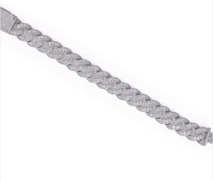 Bracelet chaîne cubaine Iced Out plaqué rhodium pour homme, style hip-hop avec micro-incrustation de diamants taille brillant ronds - Product Image 2