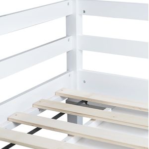 Letto a soppalco singolo in legno di gomma con cassetti contenitore, scrivania e mobiletto con ripiani - Letti per bambini - Product Image 3