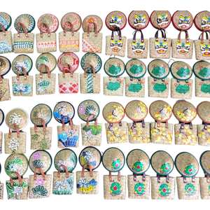 Mini porte-clés en forme de panier en herbe, souvenir, matériau en herbe de jonc naturel, pour cadeau et décoration, Vietnam - Product Image 6