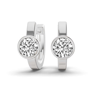 Classy And Trendy 18k <b>SOLID</b> <b>Gold</b> Earring Jewellery Elin Single Round Lab Diamond <b>Huggies</b> Earrings Gift For Party Occasions - Product Image 2