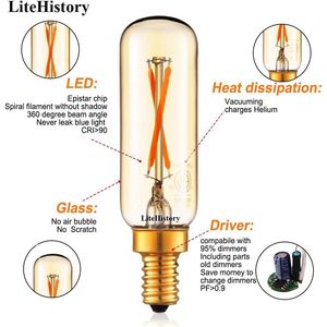 Lampadina LED T6 Dimmerabile 25W Candelabra con Luce Ambrata 2200K 120lm 2W E12 T25 Confezione da 6 - Product Image 4