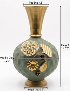 Premium Two Toned High Quality <b>Texture</b> Flower Vase for Home and Wedding Decoration with Metal Decor Accessories Vintage Vases - Product Image 6
