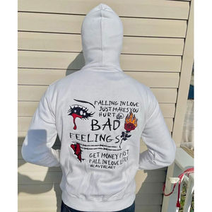 Sudadera con capucha para hombre, blanca, con cremallera completa, estampado gráfico de anime, estilo streetwear, oversize, de algodón polar, con cremallera y máscara facial completa - Product Image 2