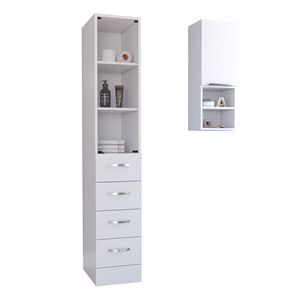 Oregon 2-Piece White Bathroom <b>Set</b> Including Magna <b>Linen</b> Cabinet and Savona Medicine Cabinet <b>Linen</b> Medicine Storage Solution - Product Image 3