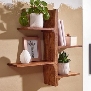 Handcrafted Sheesham Wood Single Tier <b>Wall</b> <b>Mounted</b> <b>Shelf</b>-Durable Vintage Design for Living Room 80x25x20 cm Wholesale - Product Image 1