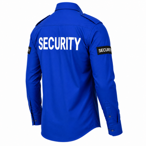 Chemise d'uniforme de gardien de sécurité à manches longues, bleue, en polyester et coton, pour hommes, toutes saisons, vêtements de travail, uniforme de bureau, chemises à manches longues - Product Image 6