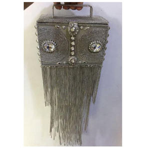 Sacs à main de soirée élégants et légers en métal perlé de qualité supérieure, design stylé, marque Vivid, doublure en soie, pour femmes - Product Image 1